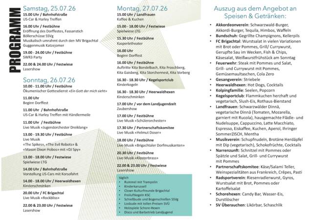 Programm Dorffest 2026