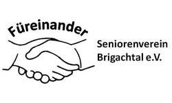 Das Bild zeigt das Logo des Seniorenvereins Brigachtal e.V., das zwei sich schüttelnde Hände und den Schriftzug "Füreinander" enthält.