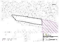 Durch eine schwarzgestrichelte Linie ist eine Fläche gekennzeichnet, rechts davon ist eine Fläche lila markiert. Unten rechts ist das Logo der Gemeinde sowie die Planbezeichnung.